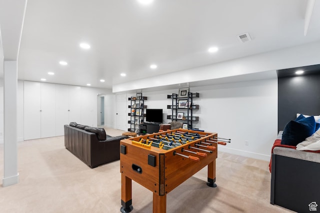 4974 W Diamondback Dr, Riverton, UT 84096 - rec room with light carpet and recessed lighting
