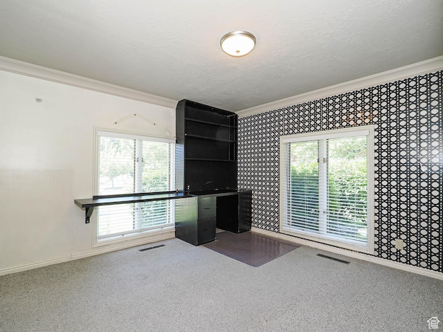 4893 S Regency St, Holladay, UT 84117 - unfurnished living room with ornamental molding, carpet, and healthy amount of natural light