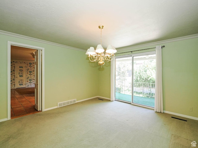 4893 S Regency St, Holladay, UT 84117 - carpeted spare room featuring a chandelier and crown molding