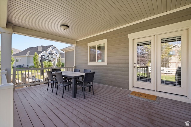 13571 S Meadow Heights Ln, Draper, UT 84020 - wooden terrace with outdoor dining space and a residential view