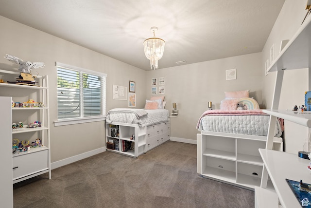13571 S Meadow Heights Ln, Draper, UT 84020 - bedroom featuring carpet floors and a chandelier