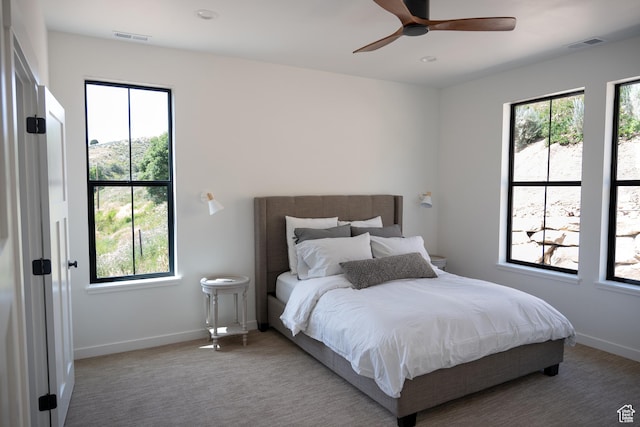 2640 W State Road 32, Peoa, UT 84061 - bedroom with multiple windows, carpet, and a ceiling fan