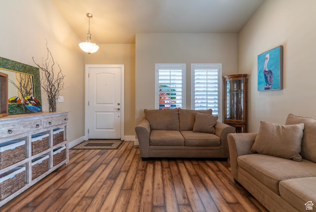 10296 S Salmon Dr, South Jordan, UT 84095 - living area featuring wood finished floors and baseboards