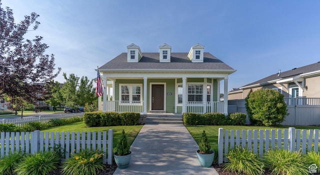 10296 S Salmon Dr, South Jordan, UT 84095 - view of front of house featuring covered porch and a fenced front yard