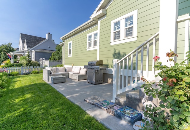 10296 S Salmon Dr, South Jordan, UT 84095 - view of patio with grilling area, stairway, and an outdoor hangout area