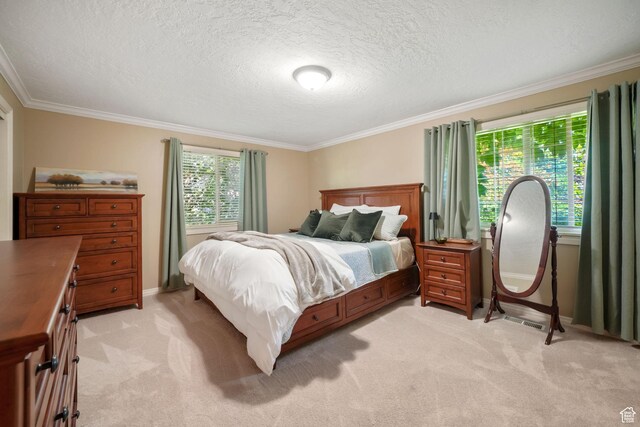 8916 S Cobble Crest Ln E, Sandy, UT 84093 - bedroom with light carpet, crown molding, and a textured ceiling