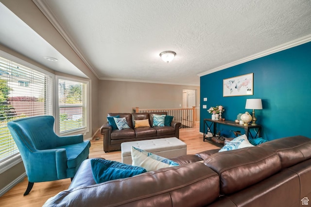 8916 S Cobble Crest Ln E, Sandy, UT 84093 - living area with plenty of natural light, ornamental molding, light wood-style flooring, and a textured ceiling