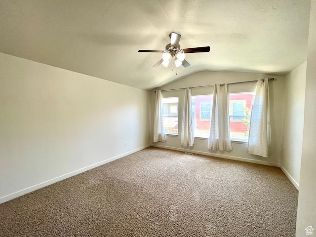 3794 W Angelica Ct, South Jordan, UT 84095 - spare room featuring ceiling fan, lofted ceiling, and carpet floors