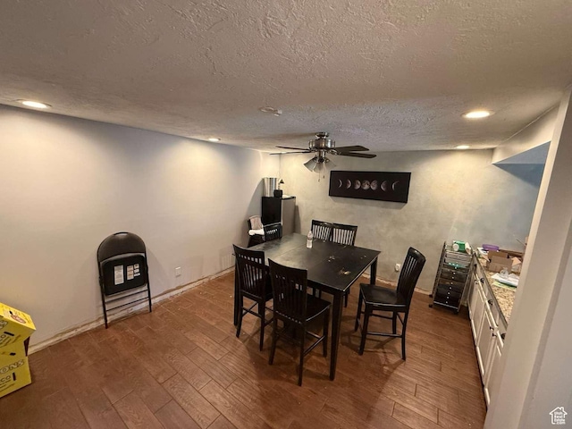 1012 W 3550 N, Pleasant View, UT 84414 - dining room with a ceiling fan, wood finished floors, a textured ceiling, and recessed lighting