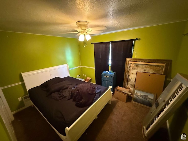 1012 W 3550 N, Pleasant View, UT 84414 - bedroom with a textured ceiling, carpet floors, and ceiling fan