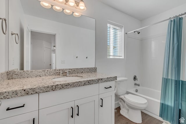 4913 E Golden Meadow Xing, Eagle Mountain, UT 84005 - full bath with vanity, shower / bath combo, and wood finished floors