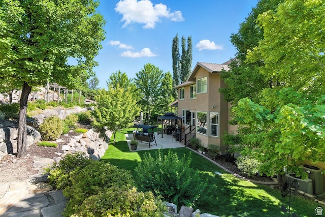 9116 Silver Lake Dr, Cedar Hills, UT 84062 - view of grassy yard with a gazebo, a patio, and an outdoor living space