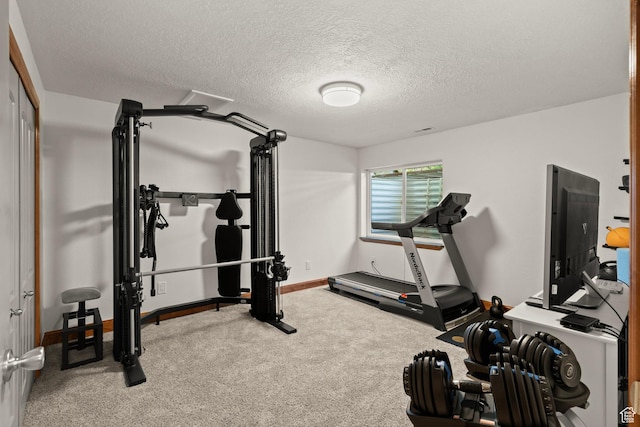9116 Silver Lake Dr, Cedar Hills, UT 84062 - workout room featuring a textured ceiling and carpet floors