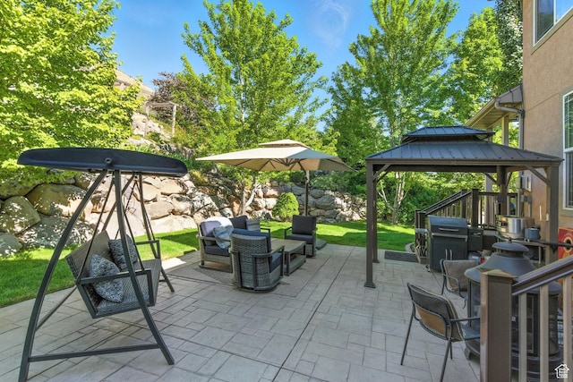 9116 Silver Lake Dr, Cedar Hills, UT 84062 - view of patio / terrace with a gazebo, an outdoor hangout area, and area for grilling