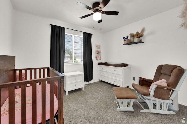 1609 N 2275 W, Clinton, UT 84015 - bedroom with carpet floors, a crib, and ceiling fan
