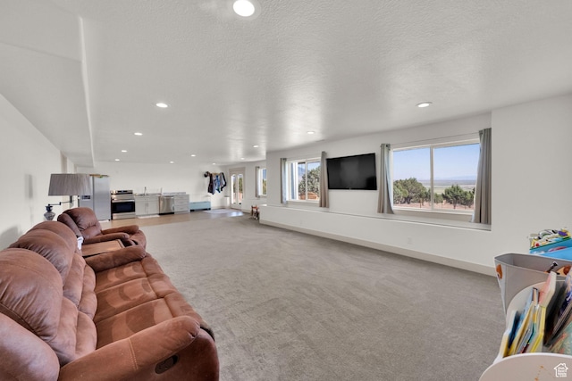 2423 W Cedarline Loop, Stockton, UT 84071 - carpeted living room with recessed lighting and a textured ceiling