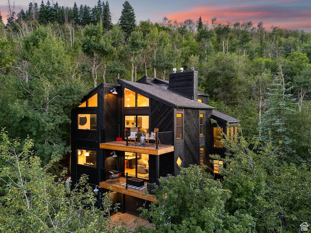 947 Northstar Dr, Park City, UT 84060 - rear view of property featuring a chimney and a balcony