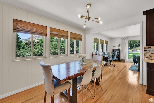 4445 Fillmore Ave, Ogden, UT 84403 - dining space with light wood-style floors, a chandelier, and a desk