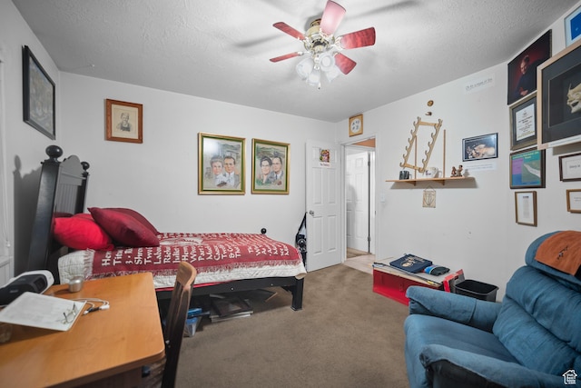 845 N Valley View Dr Unit 917, St George, UT 84770 - carpeted bedroom with ceiling fan and a textured ceiling