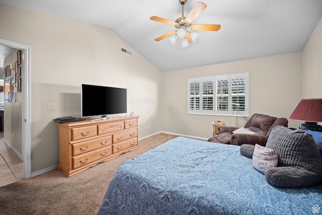 845 N Valley View Dr Unit 917, St George, UT 84770 - carpeted bedroom featuring lofted ceiling and a ceiling fan