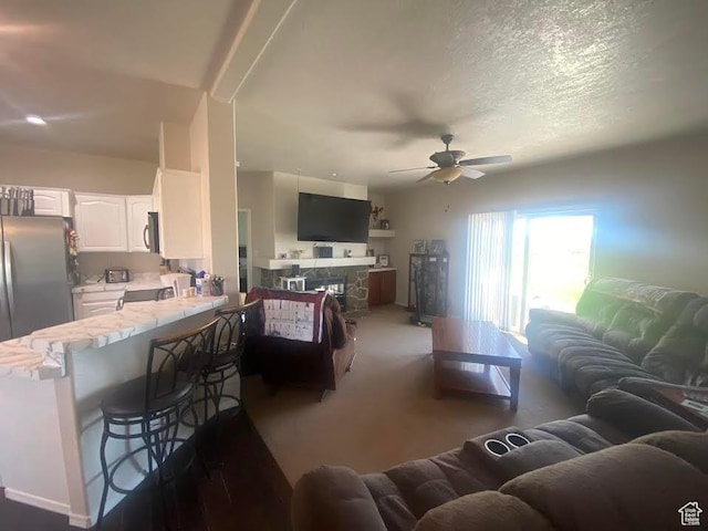 6689 W 7625 S, Myton, UT 84052 - living area featuring a ceiling fan and carpet