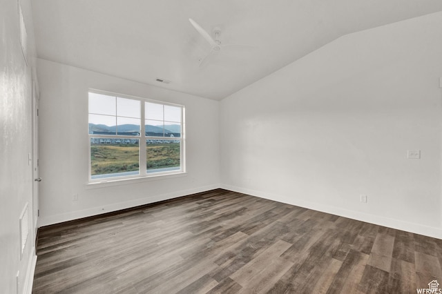 14708 S Astin Ln Unit 302, Herriman, UT 84096 - spare room featuring vaulted ceiling, wood finished floors, ceiling fan, and a mountain view