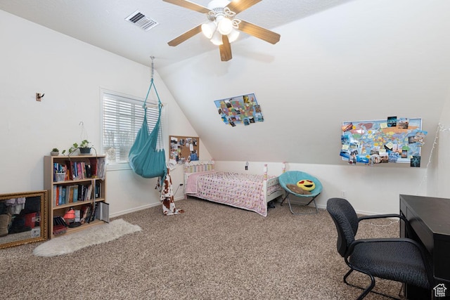 1444 N 3775 W, Cedar City, UT 84721 - carpeted bedroom with vaulted ceiling and a ceiling fan