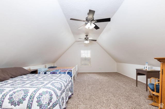 1444 N 3775 W, Cedar City, UT 84721 - bedroom featuring light carpet, vaulted ceiling, and a ceiling fan