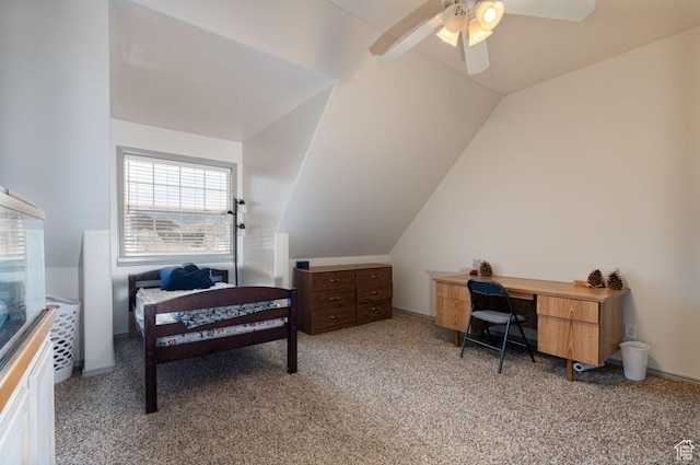 1444 N 3775 W, Cedar City, UT 84721 - bedroom featuring light carpet, lofted ceiling, and a ceiling fan