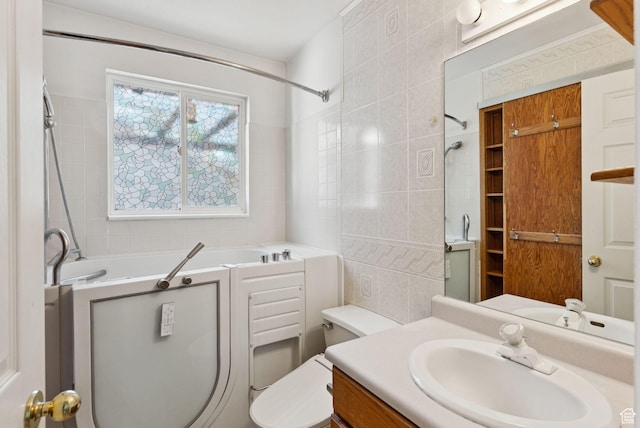 2970 W Shadow Park Dr, West Valley City, UT 84119 - bathroom with vanity and tile walls