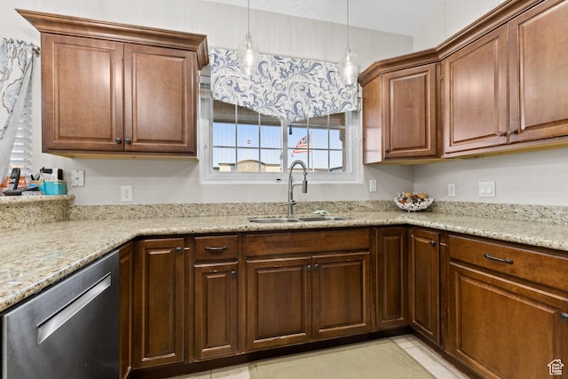 763 W 100 N, Hurricane, UT 84737 - kitchen featuring dishwasher, hanging light fixtures, and light stone countertops