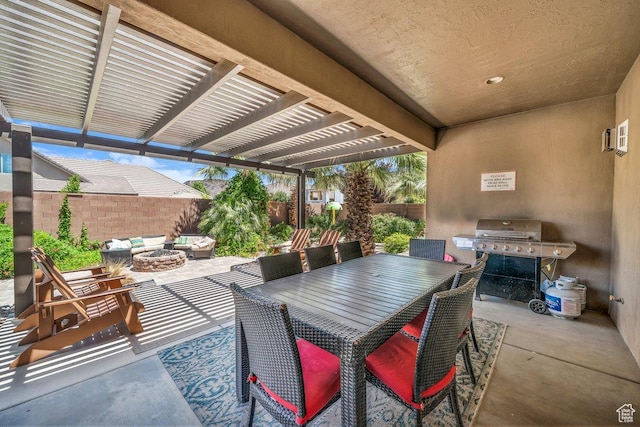 3334 W 2700 S, Hurricane, UT 84737 - fenced backyard featuring an outdoor fire pit, a grill, a patio, and a pergola