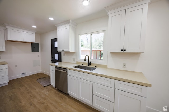 875 N 50 W, Orem, UT 84057 - kitchen with dishwasher, light wood-type flooring, white cabinets, recessed lighting, and light countertops
