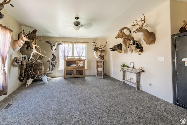 5375 N Canal Rd, Lapoint, UT 84039 - miscellaneous room featuring a ceiling fan and carpet flooring