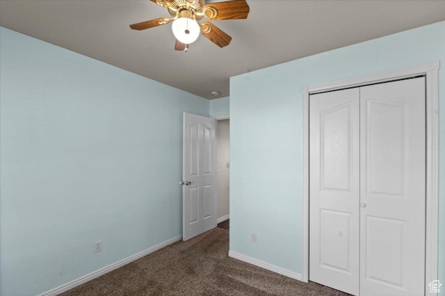 845 S 1150 E, Preston, ID 83263 - unfurnished bedroom featuring carpet floors, a closet, and ceiling fan