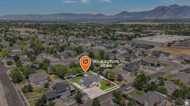 2038 W 8970 S, West Jordan, UT 84088 - aerial view of residential area featuring a mountainous background and property parcel outlined