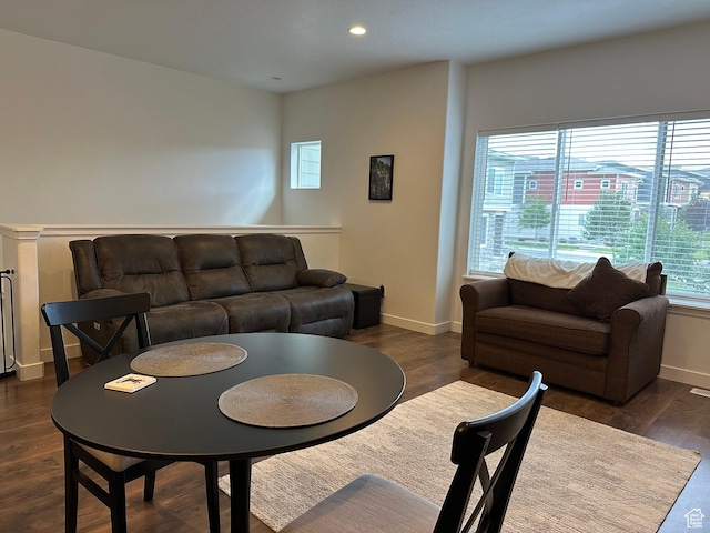 981 W Cyan Valley Way, Bluffdale, UT 84065 - living room featuring dark wood-style flooring and recessed lighting
