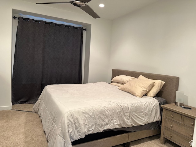 981 W Cyan Valley Way, Bluffdale, UT 84065 - bedroom with light colored carpet, recessed lighting, and ceiling fan