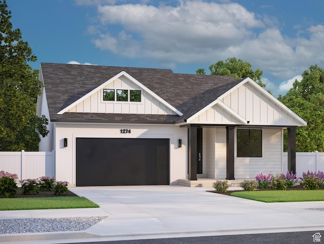 1274 N 1475 E Unit 37, Payson, UT 84651 - modern farmhouse with board and batten siding, driveway, a garage, and roof with shingles