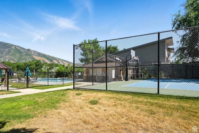 11803 Burkwood Ln, Draper, UT 84020 - view of tennis court with a mountain view and community basketball court