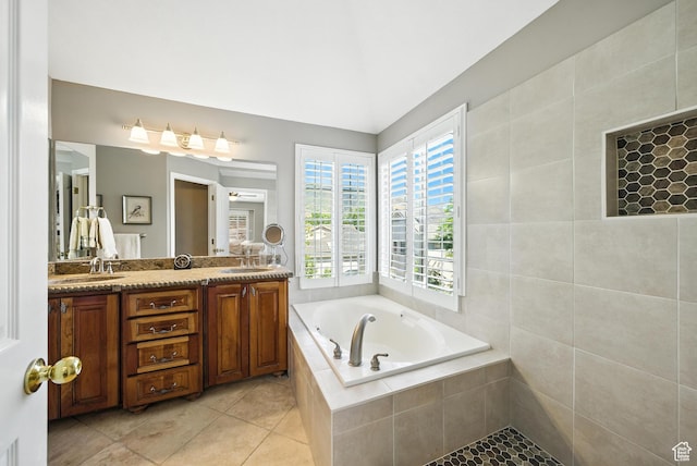 11803 Burkwood Ln, Draper, UT 84020 - bathroom with a bath, tile patterned flooring, and double vanity