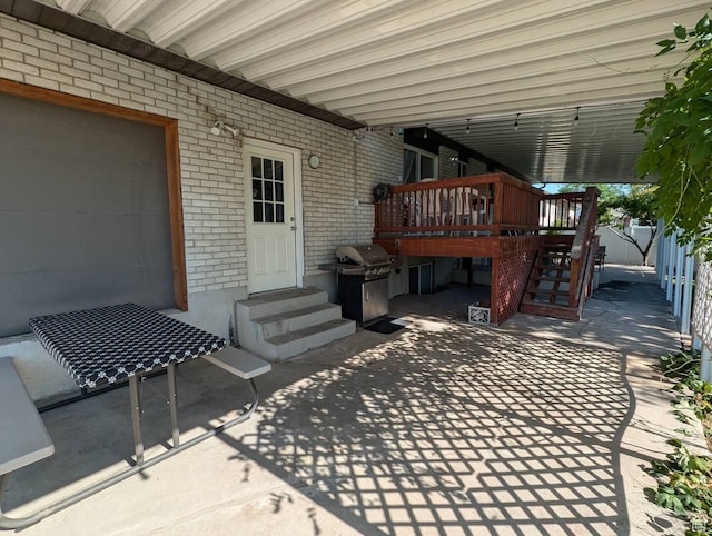 1704 S Sorrento Dr, Woods Cross, UT 84087 - view of patio featuring entry steps, a wooden deck, grilling area, and stairs