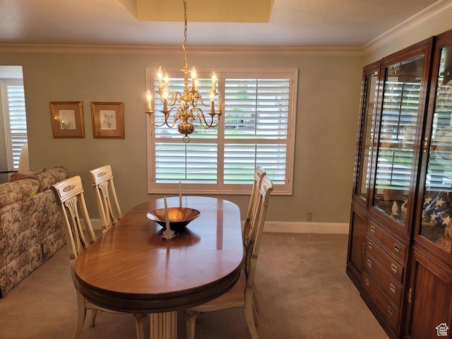 1360 Lakeview Dr, Bountiful, UT 84010 - carpeted dining space with a chandelier and ornamental molding