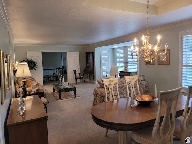1360 Lakeview Dr, Bountiful, UT 84010 - carpeted dining room with a chandelier and ornamental molding