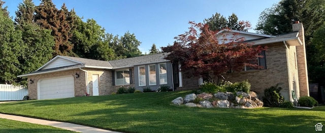 1360 Lakeview Dr, Bountiful, UT 84010 - ranch-style house featuring brick siding, an attached garage, and a front lawn