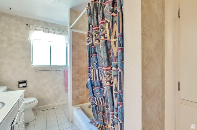 4790 Burch Dr, South Ogden, UT 84403 - bathroom with vanity, tile patterned floors, and shower / bath combination with curtain