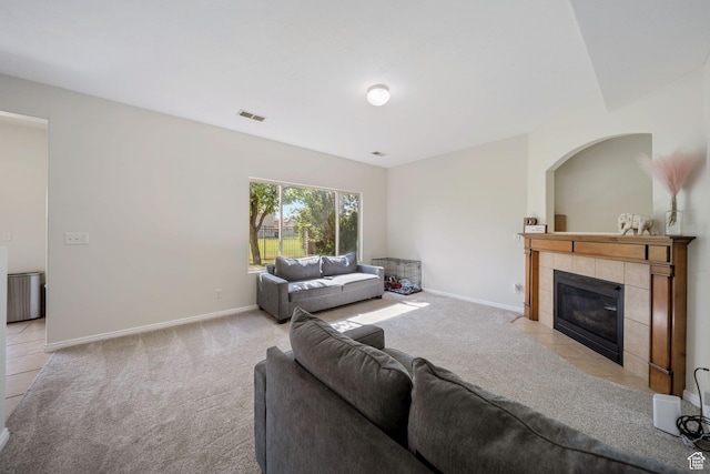202 S 2035 W, Lehi, UT 84043 - living area featuring a fireplace and light colored carpet