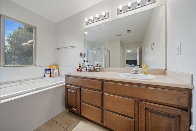 202 S 2035 W, Lehi, UT 84043 - full bath with a stall shower, a garden tub, vanity, and tile patterned floors