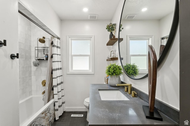 175 Grove Creek Dr N, Pleasant Grove, UT 84062 - bathroom with vanity, shower / bath combo with shower curtain, tile patterned flooring, and recessed lighting