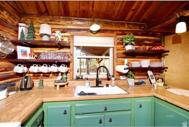 260 E Jensen Trl, Hatch, UT 84735 - bar with rustic walls and wooden ceiling